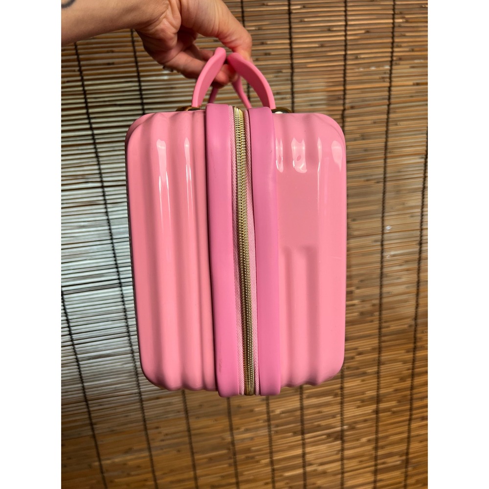 Pink Hardshell Mini Suitcase Makeup Bag Viral Vanity Travel Case - Picture 3 of 7